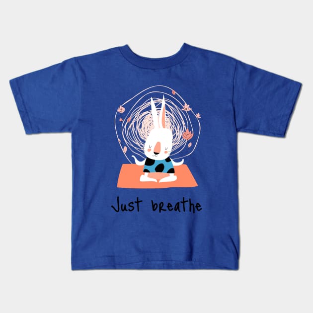 Just breathe yoga meditation shirt design Kids T-Shirt by ArtPace